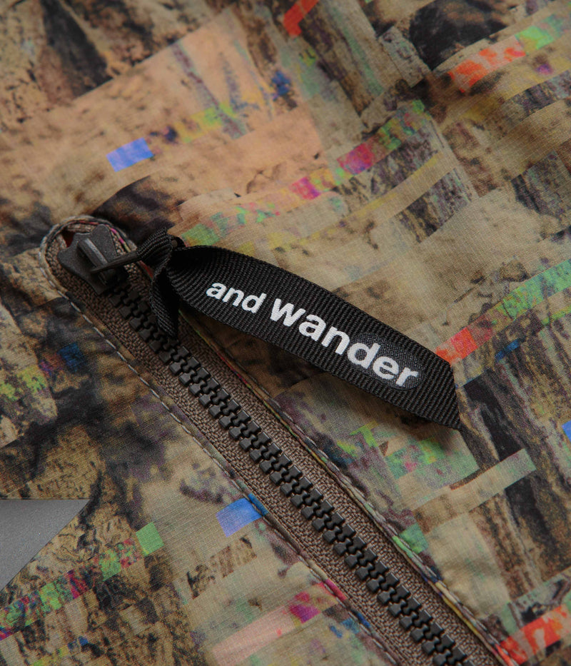 and wander Pertex Printed Wind T-Shirt in Beige