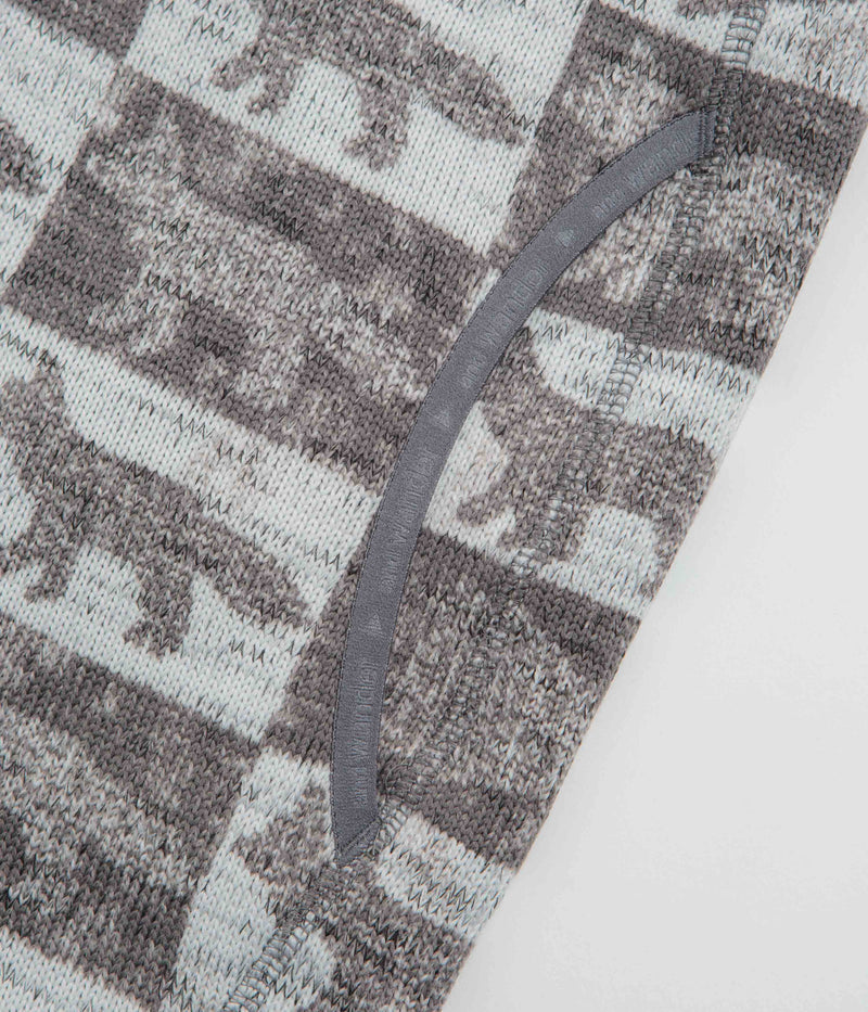 and wander x Maison Kitsune Fox Checkers Pullover Fleece in Grey