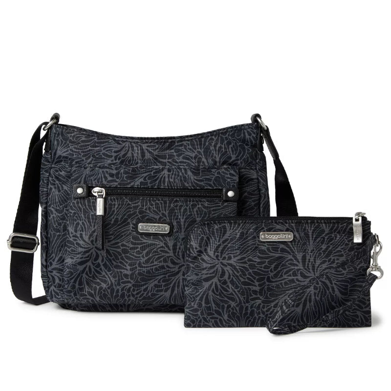 Baggallini Uptown Bagg With RFID Phone Wristlet - Midnight Blossom