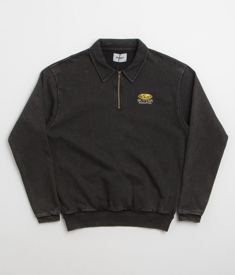 Butter Goods Corp 1/4 Zip Sweatshirt in Black