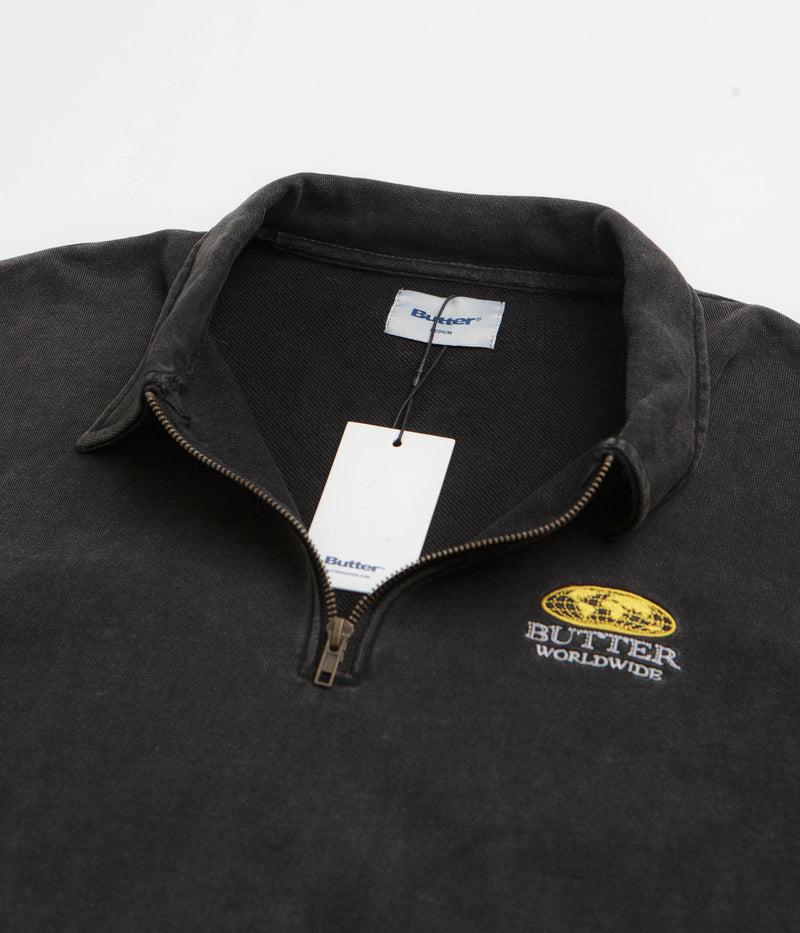 Butter Goods Corp 1/4 Zip Sweatshirt in Black