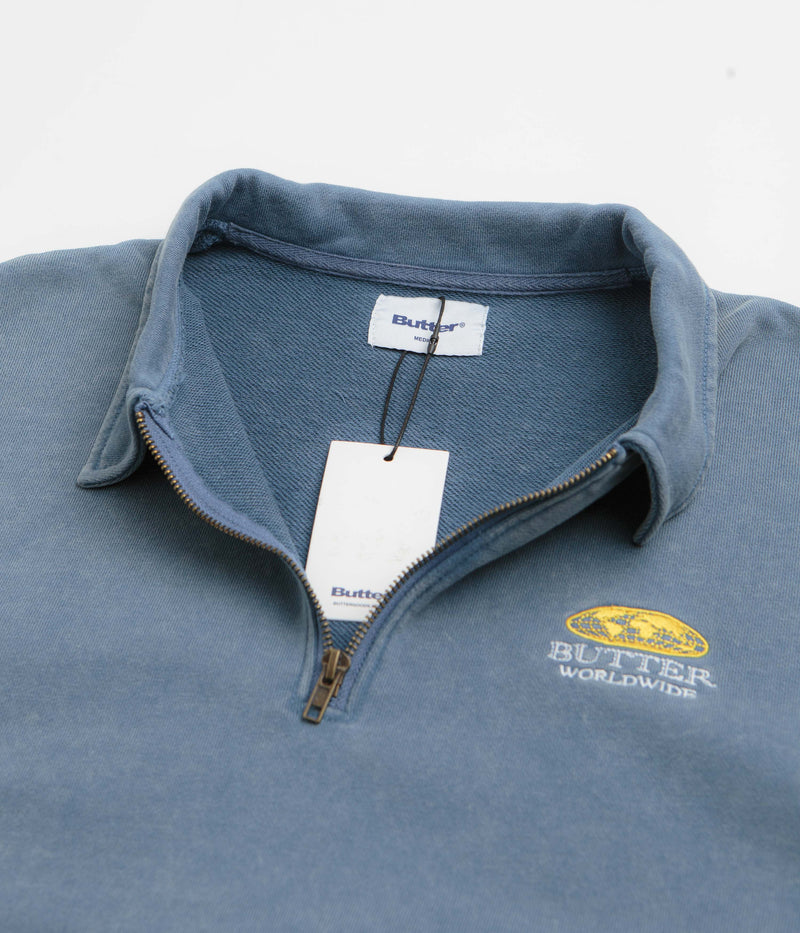 Butter Goods Corp 1/4 Zip Sweatshirt in Navy