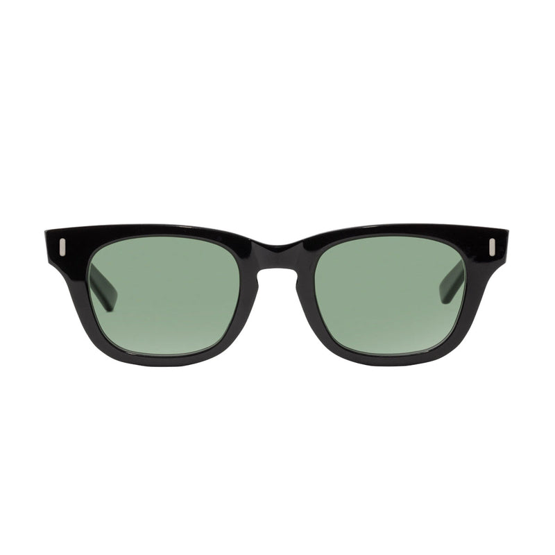 Decade Earl 50s Sunglasses - Gloss Black Acetate/Green CR39