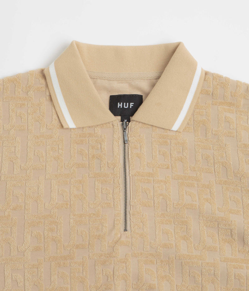 HUF Tether Jacquard 1/4 Zip Polo Shirt in Twill