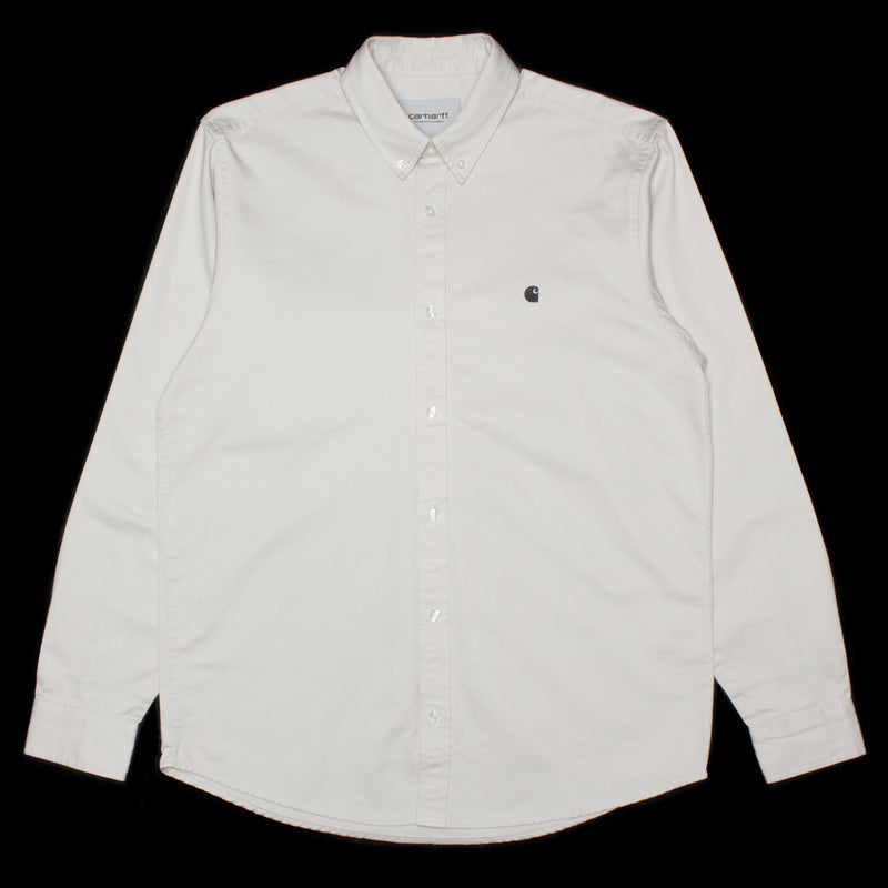 Carhartt WIP | Madison L/S Shirt
Style # I023339-2DU
Color : Moonbeam / Black