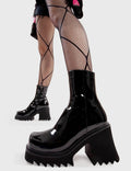 Anything But Basic
  
  Old Friend Chunky Platform Ankle Boots in Black Patent. These platform boots feature an elegant, minimalist design, the perfect way to elevate any outfit. Made with eco-friendly materials and 100% cruelty-free, these platform boots are as ethical as they are cool.
  
  - Platform Height
  - Heel Height 
  - Black Zip
  - Shark's teeth grip
  - Chunky Platform sole
  - 100% vegan 
  
  SKU: LMF 2910 - BlackPAT