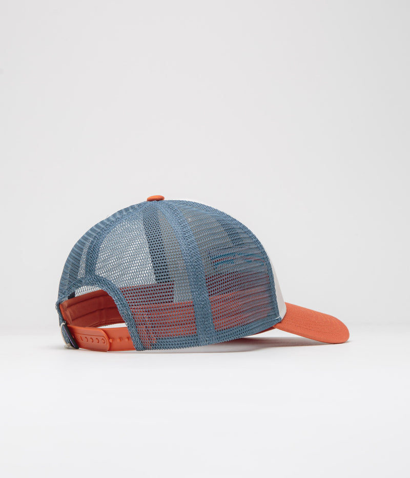 Patagonia P-6 Logo LoPro Trucker Cap in White and Redtail Rust