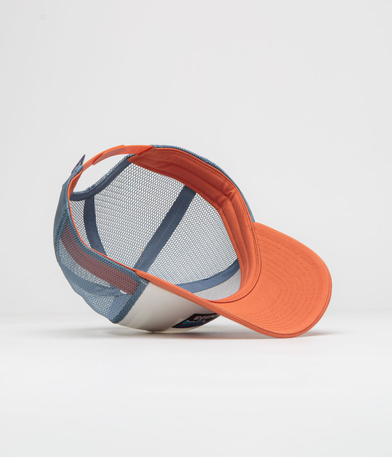 Patagonia P-6 Logo LoPro Trucker Cap in White and Redtail Rust