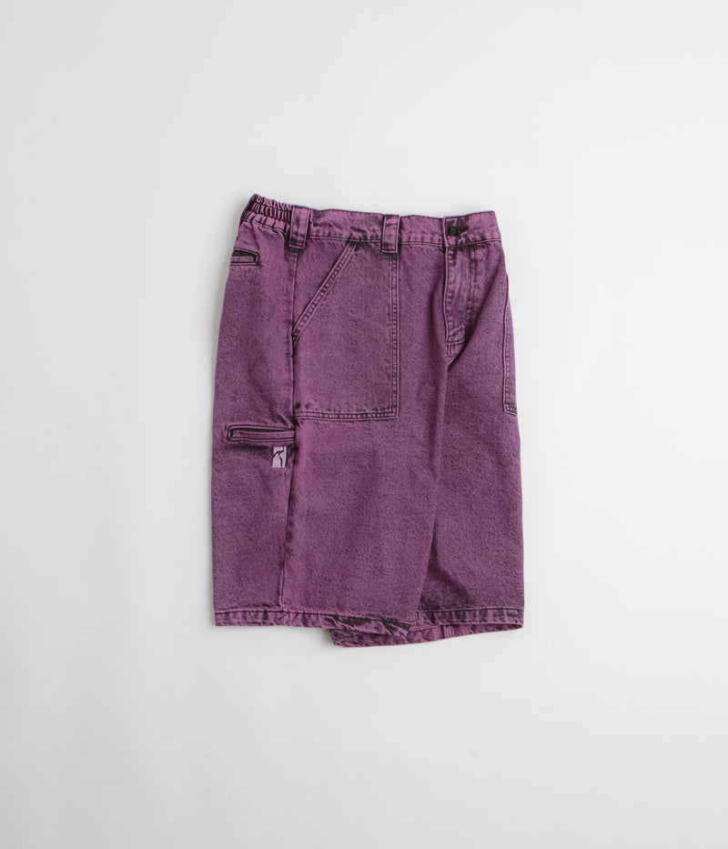 Poetic Collective x flatspot Painter Shorts in Purple Acid Wash Denim
