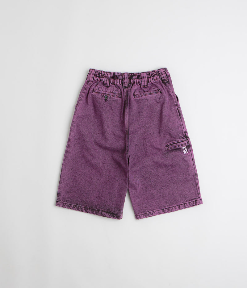 Poetic Collective x flatspot Painter Shorts in Purple Acid Wash Denim