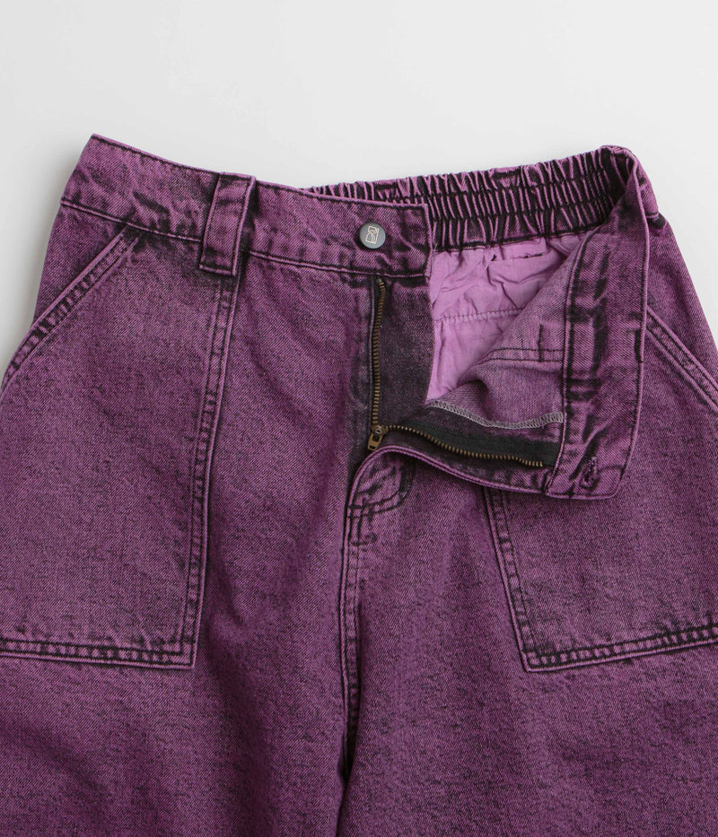 Poetic Collective x flatspot Painter Shorts in Purple Acid Wash Denim