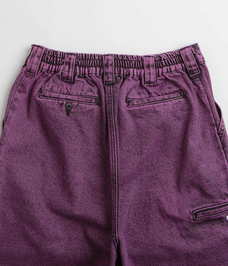 Poetic Collective x flatspot Painter Shorts in Purple Acid Wash Denim