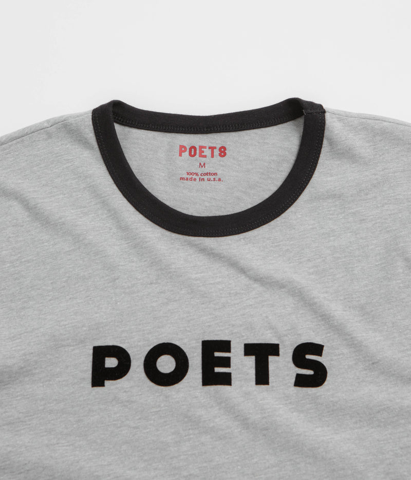 Poets Base Ringer Flocked T-Shirt in Heather Grey