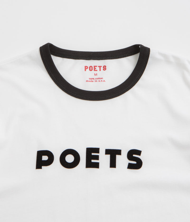Poets Base Ringer Flocked T-Shirt in White