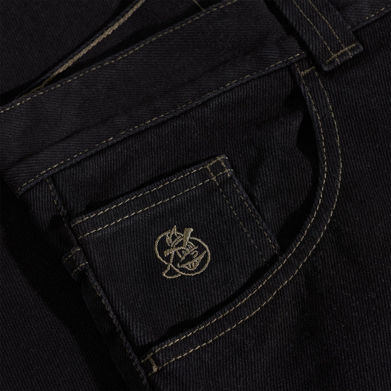 Polar 93! Contrast Stitching Denim Jeans - Black/Dark Olive