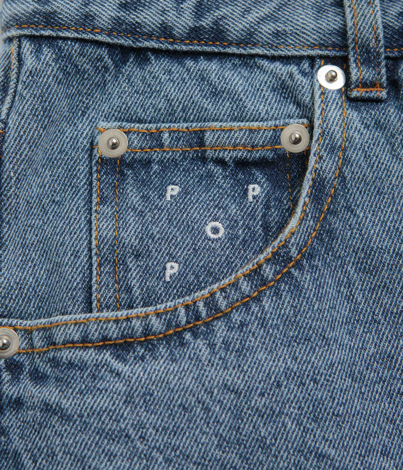Pop Trading Company DRS Denim Shorts in Stone Washed