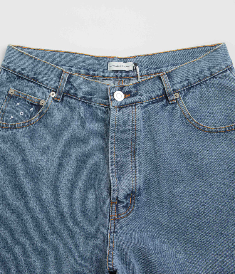 Pop Trading Company DRS Denim Shorts in Stone Washed