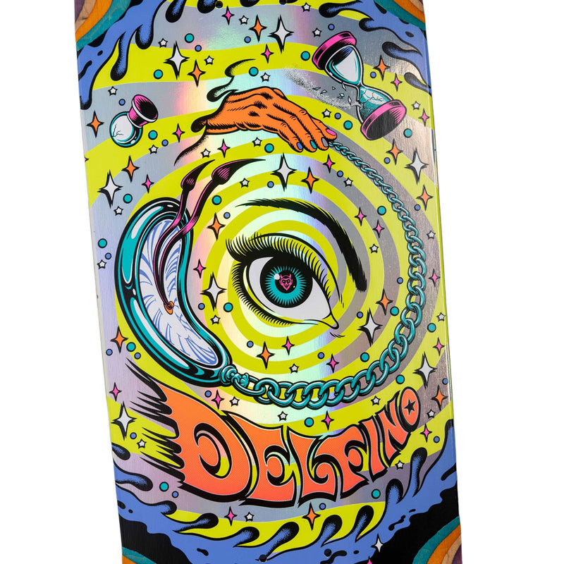 Santa Cruz Delfino Pinball Vision Pro Shaped Skateboard Complete - 9.14"