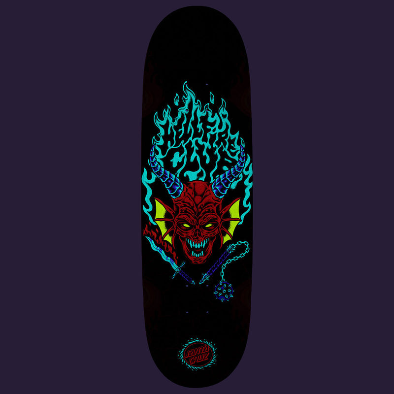 Santa Cruz x Stranger Things Hellfire Club Flames Skateboard Deck - Glow In The Dark - 9.00"