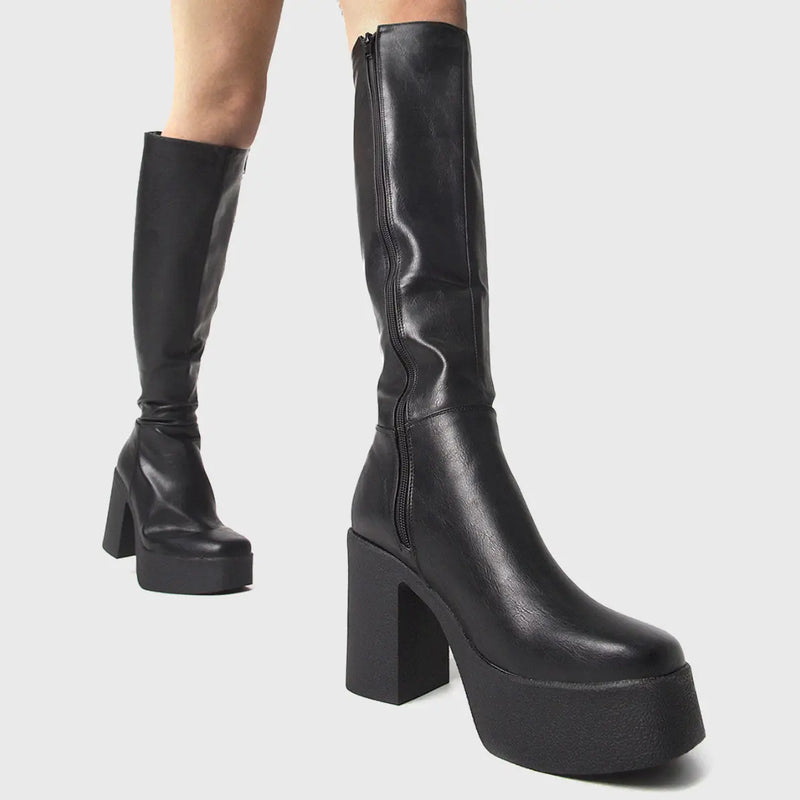 Slick Nicks Wide Calf Platform Knee High Boots lamodawebsite