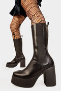 ANYTIME ANYWHERE

Takeover Platform Calf Boots in Black faux leather. These Black vegan Boots feature an elegant, minimalist design, perfect for adding height and style to any outfit. Made with eco-friendly materials and 100% cruelty-free, these boots are as ethical as they are stylish.


- Platform Height: 1.25 inch
- Heel Height: 4 inch
- Wide ankle friendly
- Wide calf friendly
- Calf High length
- Black elastic gusset
- Platform sole
- Round toe 
- 100% vegan 

SKU: LMF 1216 - BlackPU
