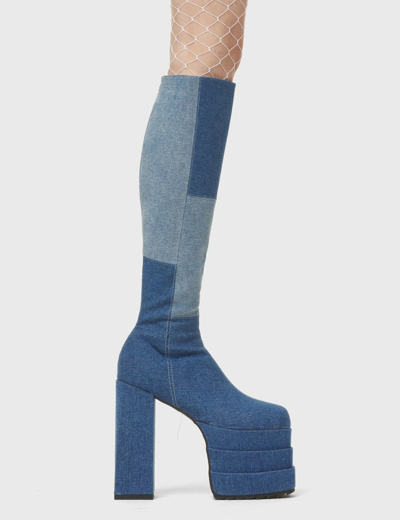 Talk Of The Town Platform Knee High Boots lamodawebsite