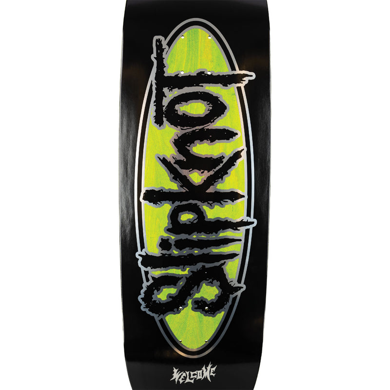 Welcome x Slipknot Oval Logo On Boline 2.0 Skateboard Deck - Black/Green Stain - 9.50"